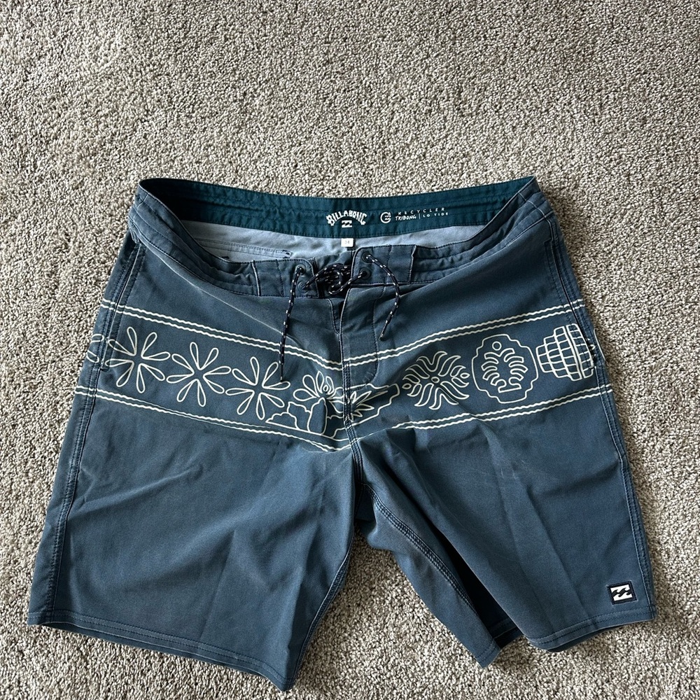 Billabong Men's Teal Floral Stripe Board Shorts